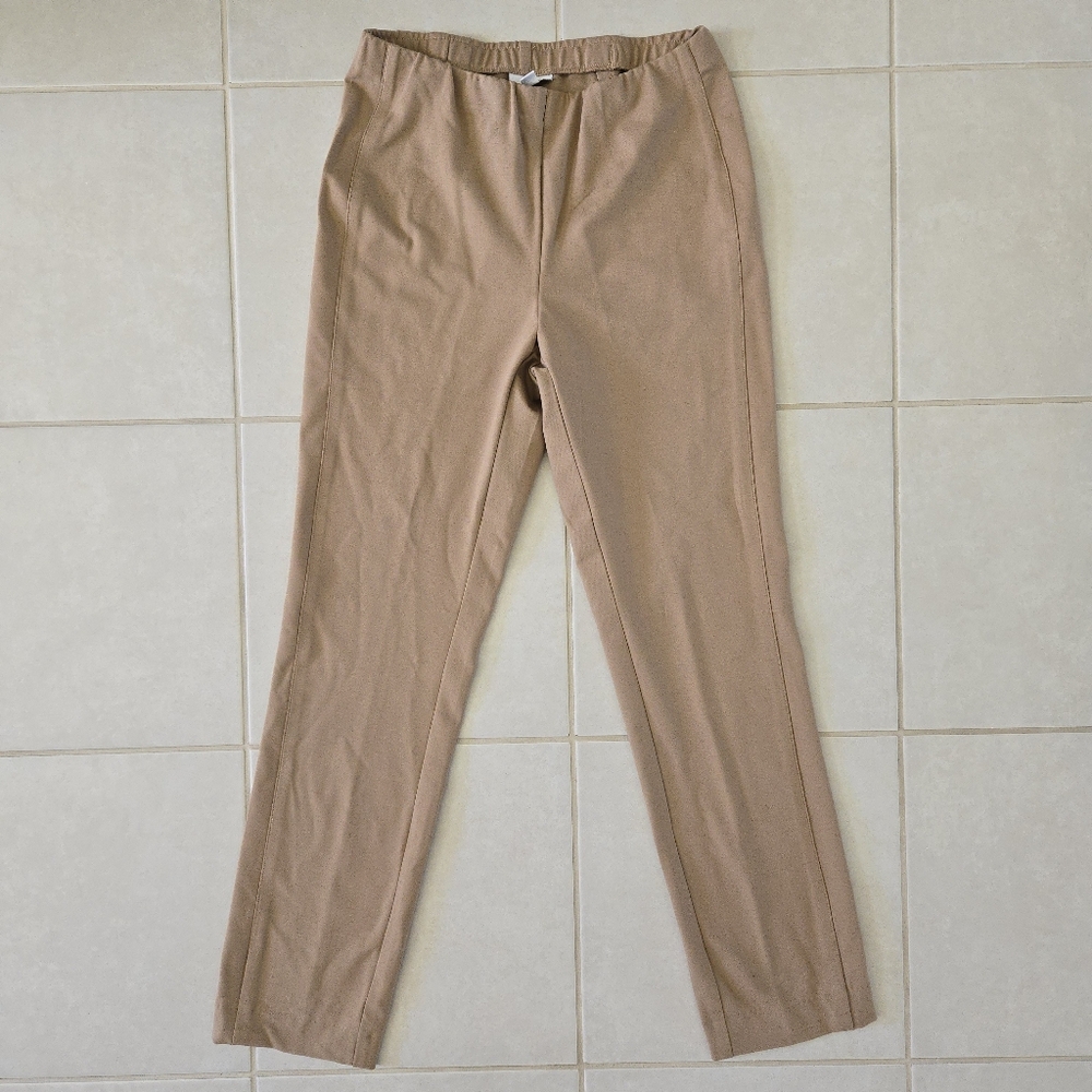 J.Jill Womens Ponte Slim Leg Pants Camel Tan Brown Stretch Pull On Size S Tall